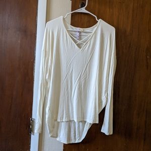 White cross high-low blouse